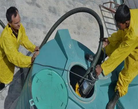 Sanitised water tank after deep cleaning